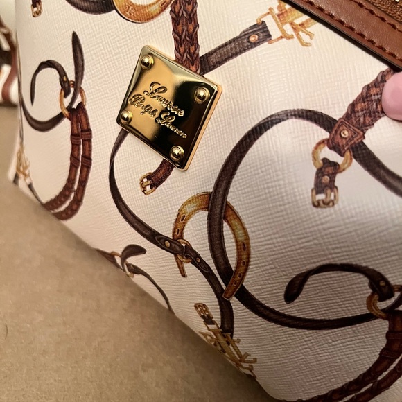 Lauren Ralph Lauren Brown and Cream Large Equestrian Style Tote and Wristlet EUC - Picture 5 of 15